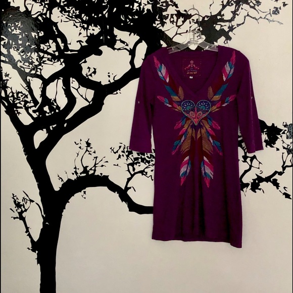 JWLA Johnny Was Purple Embroidered Tunic Dress XS - Picture 1 of 6